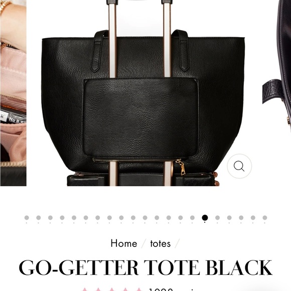 Poppy & Peonies Black Leather Tote with Minimalist Design - Picture 12 of 16